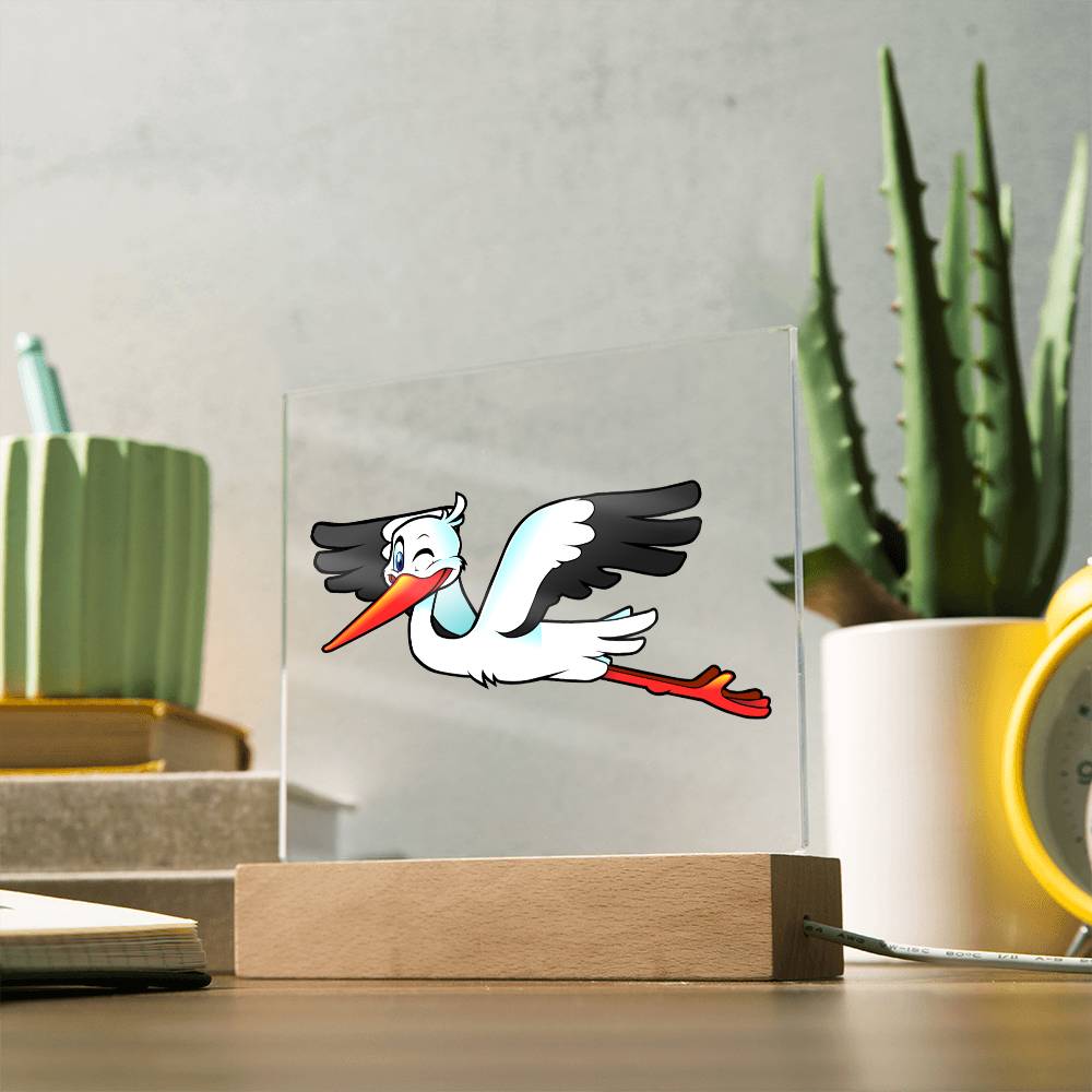 Stork - LED Night Light Square Acrylic Plaque