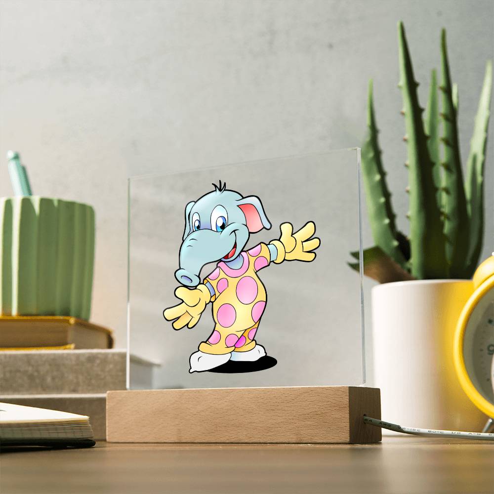 Elephant - LED Night Light Square Acrylic Plaque
