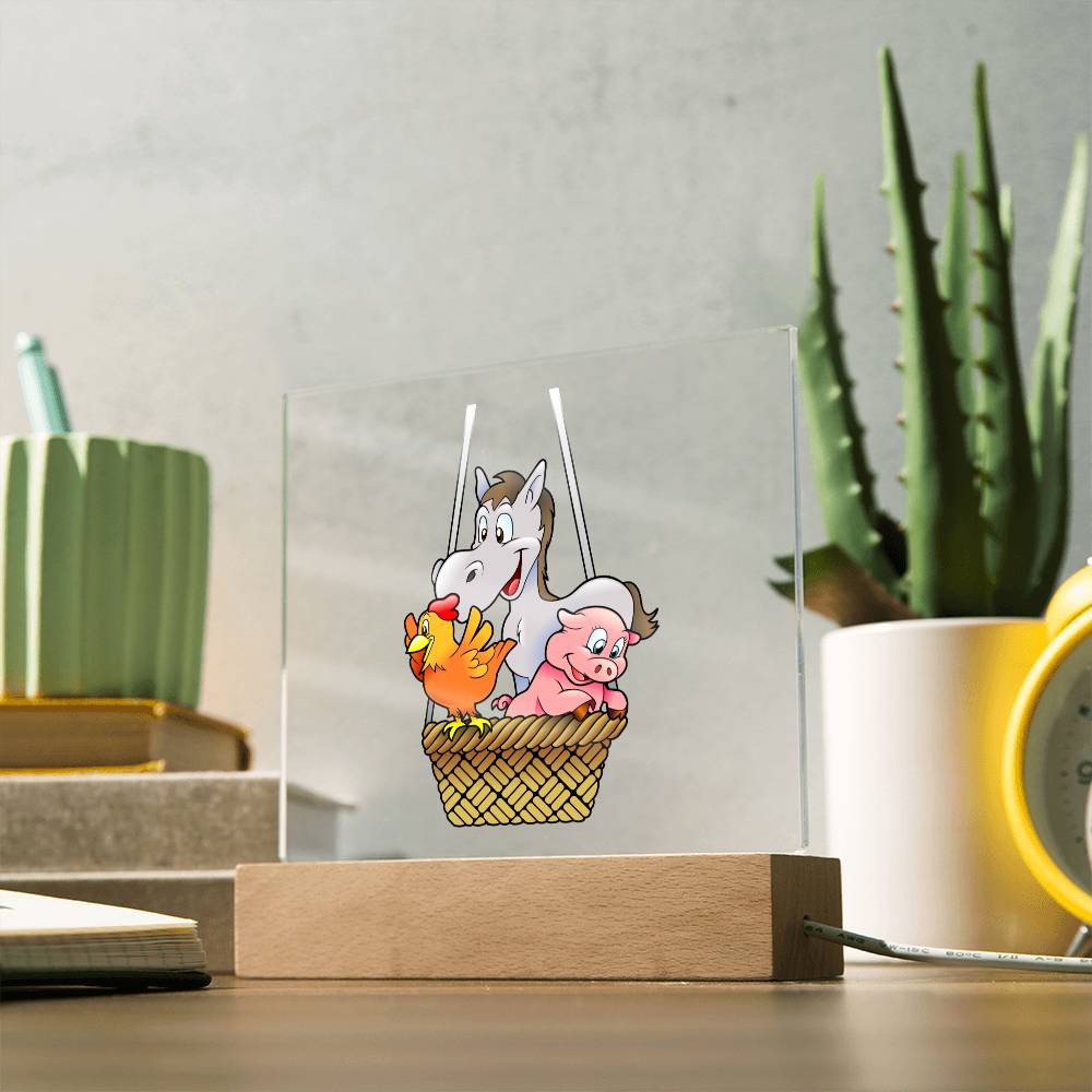 Farm's Animals - LED Night Light Square Acrylic Plaque