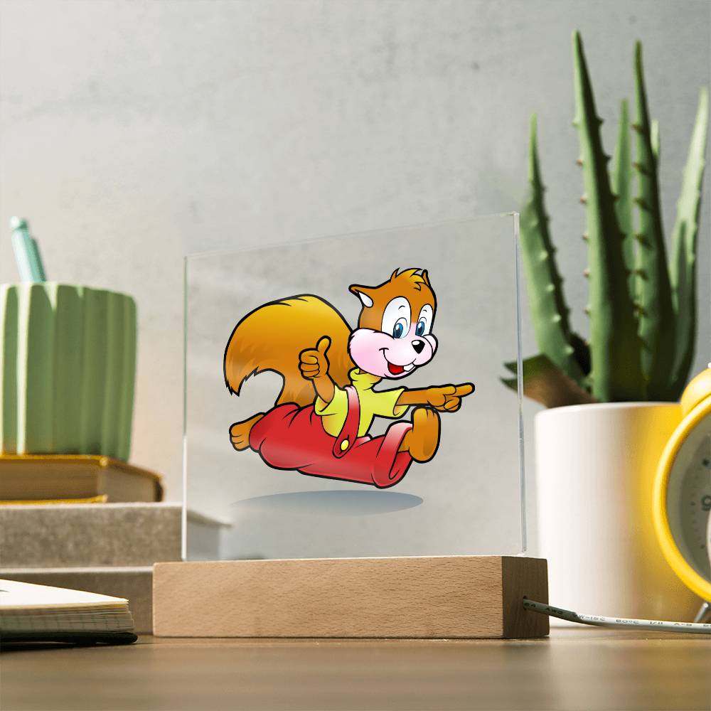 Squirrel - LED Night Light Square Acrylic Plaque