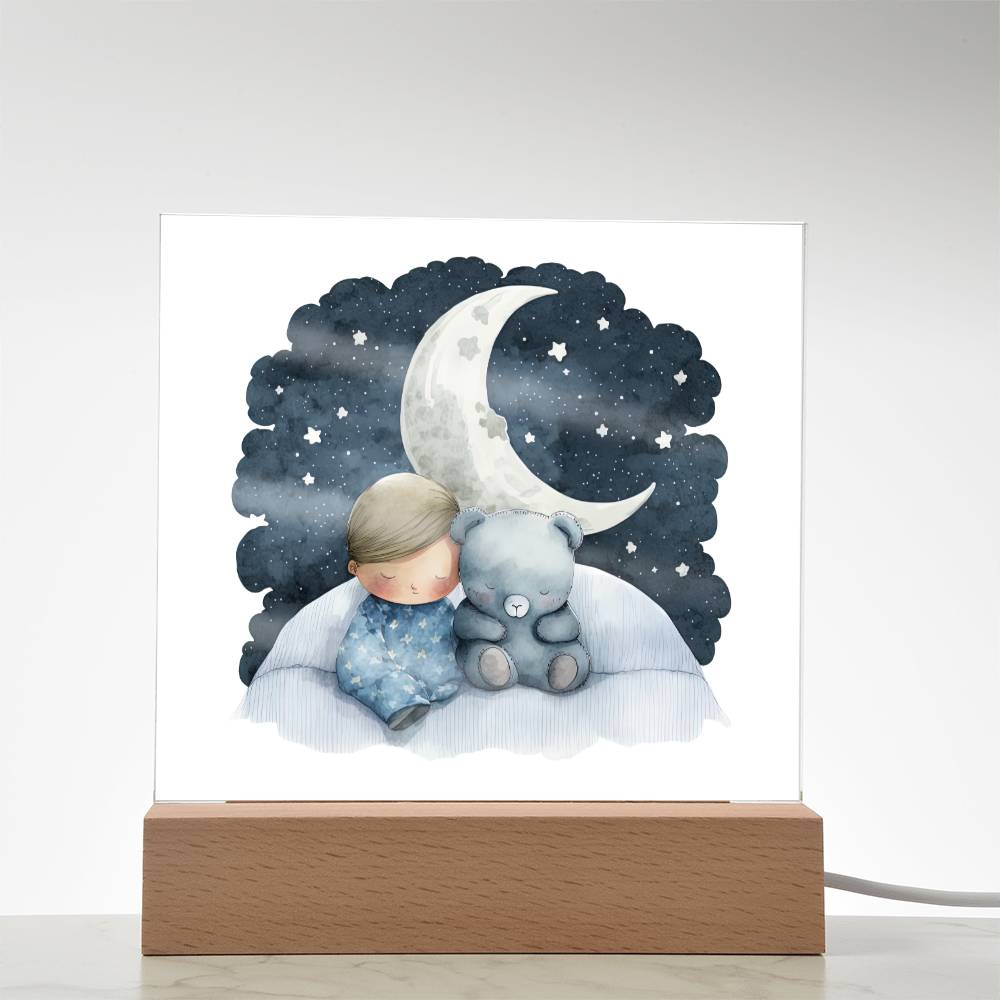 Sweet Dreams Baby Boy (Watercolor) 02 - LED Night Light Square Acrylic Plaque