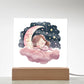 Sweet Dreams Baby Girl (Watercolor) 10 - LED Night Light Square Acrylic Plaque