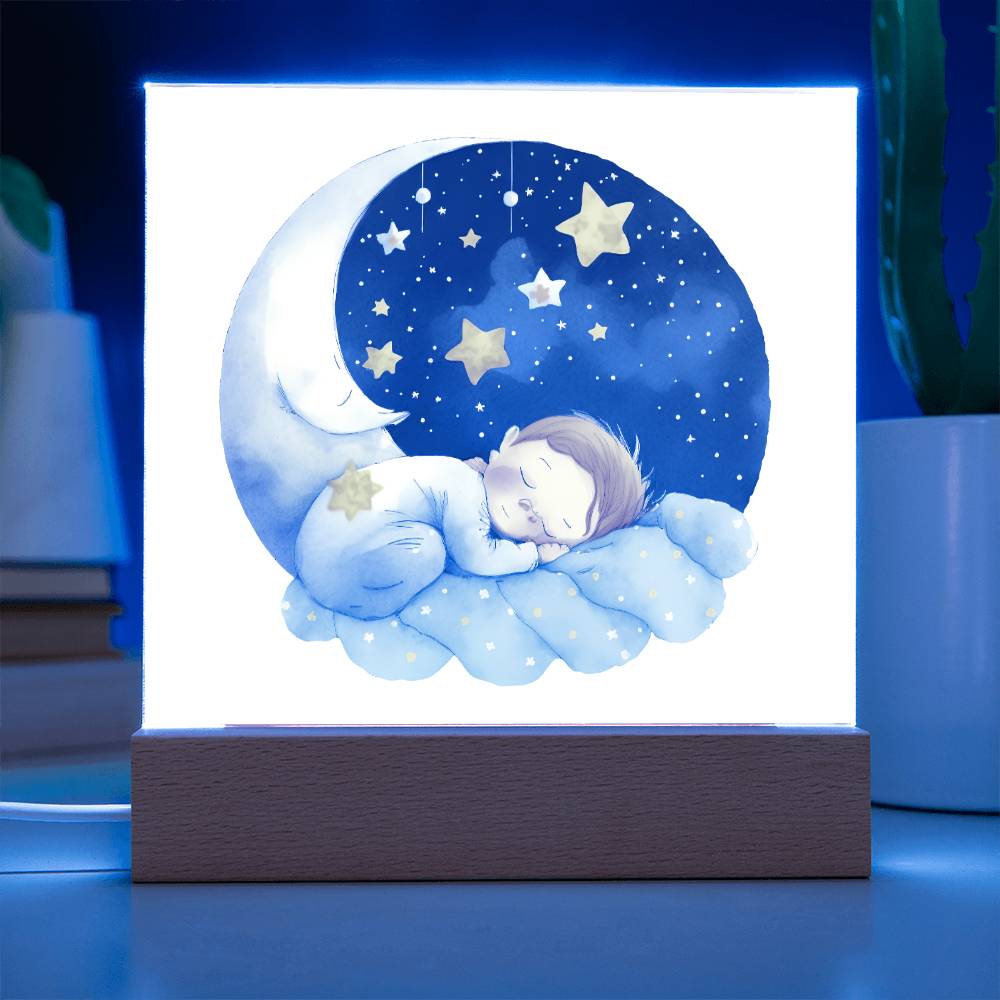Sweet Dreams Baby Boy (Watercolor) 03 - LED Night Light Square Acrylic Plaque