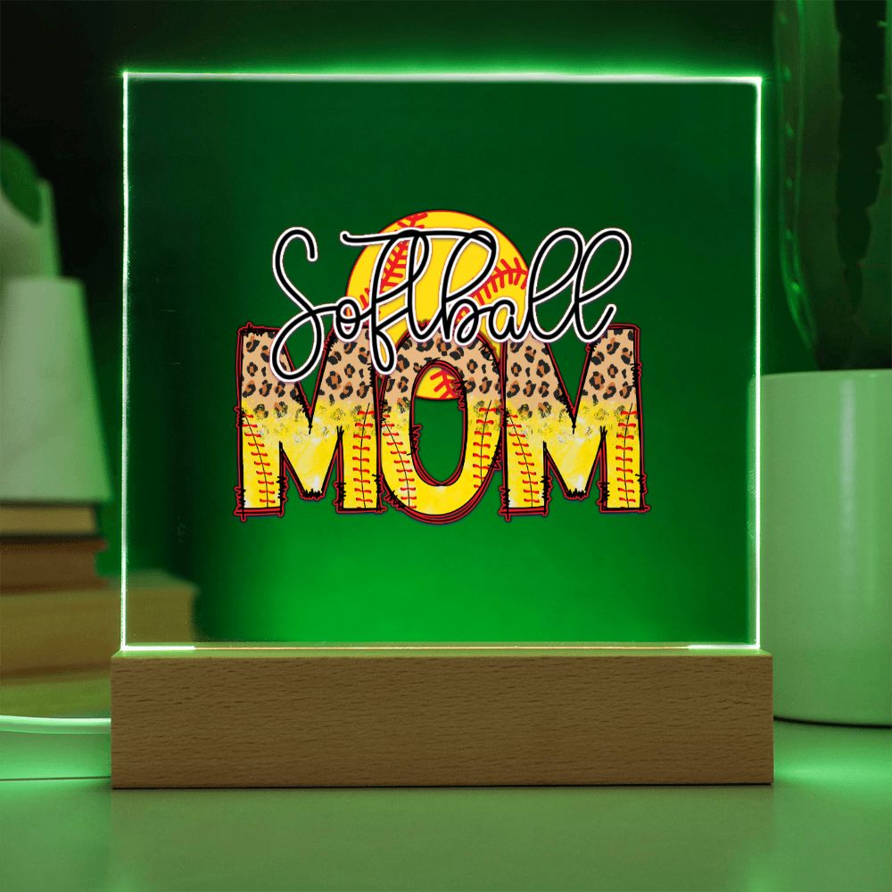 Softball Mom v2 - Square Acrylic Plaque