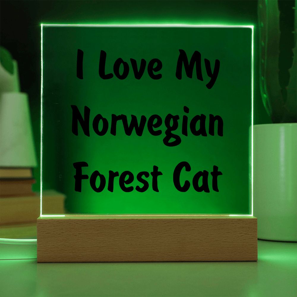 Love My Norwegian Forest Cat - Square Acrylic Plaque