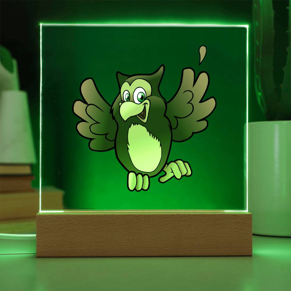 Happy Owl - LED Night Light Square Acrylic Plaque