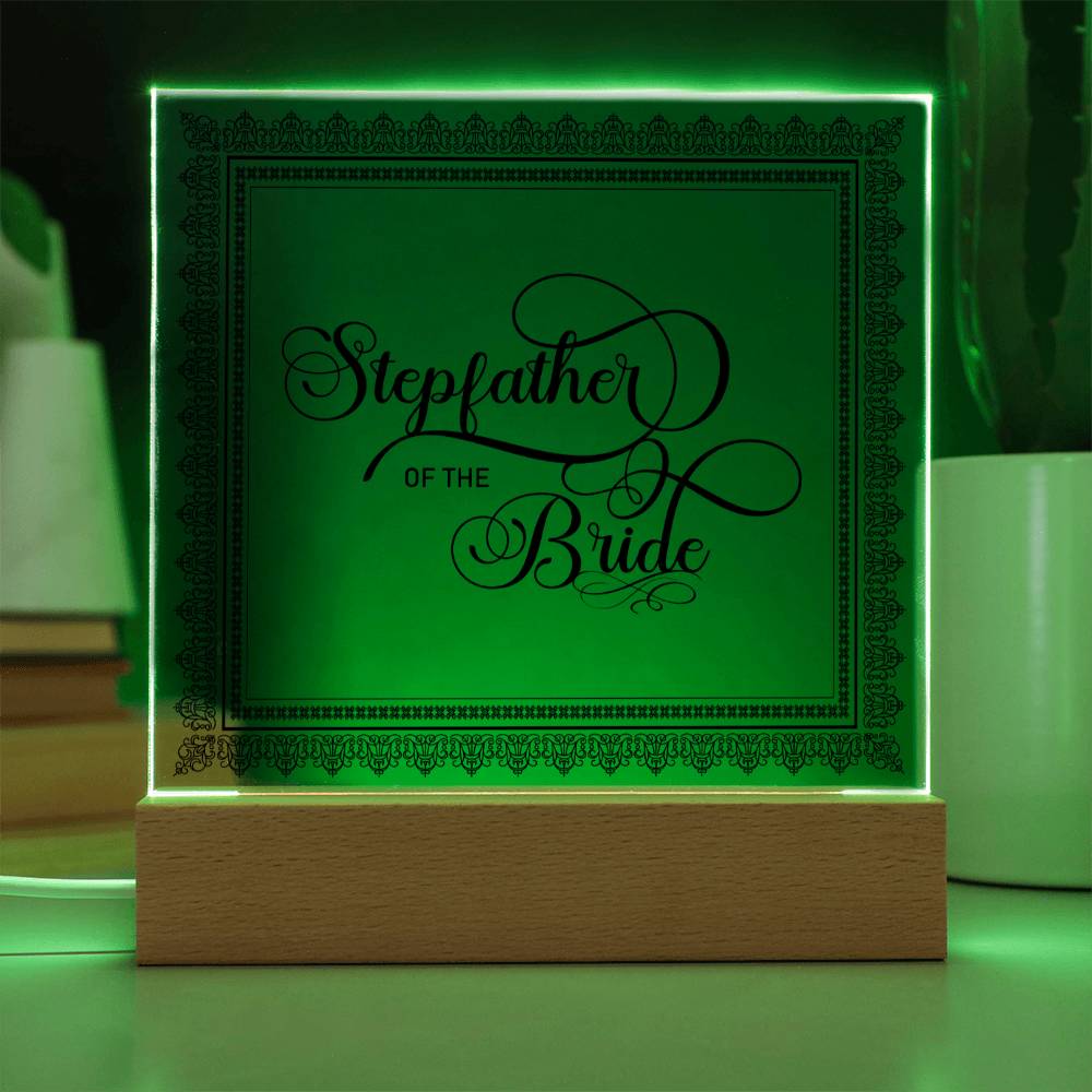 Stepfather of the Bride (Black) - Square Acrylic Plaque
