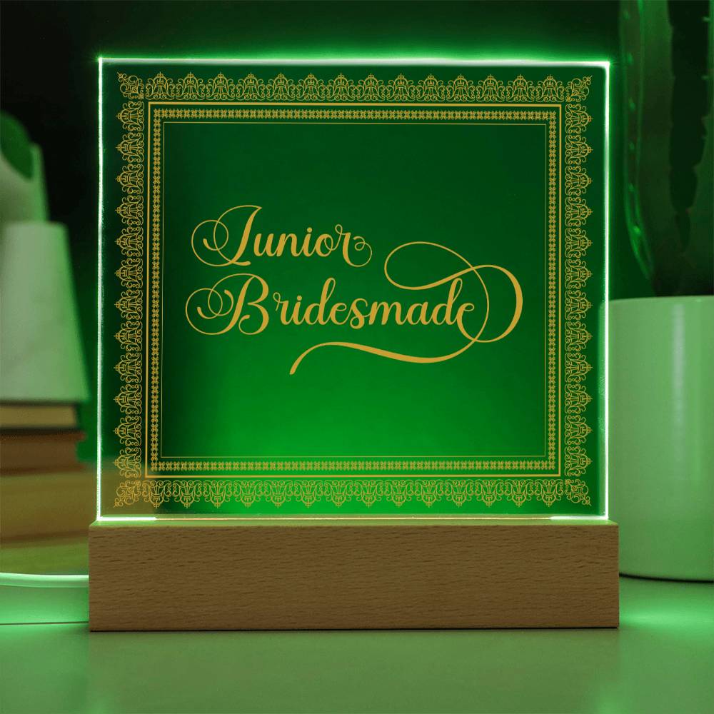 Junior Bridesmade (Gold) - Square Acrylic Plaque