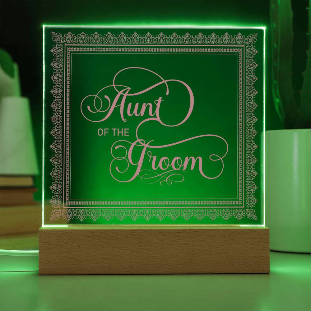 Aunt of the Groom (Rose) - Square Acrylic Plaque
