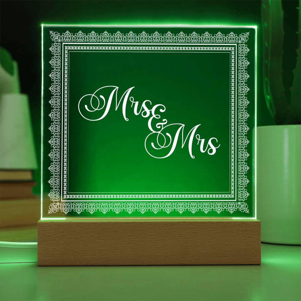 Mrs & Mrs (White) - Square Acrylic Plaque