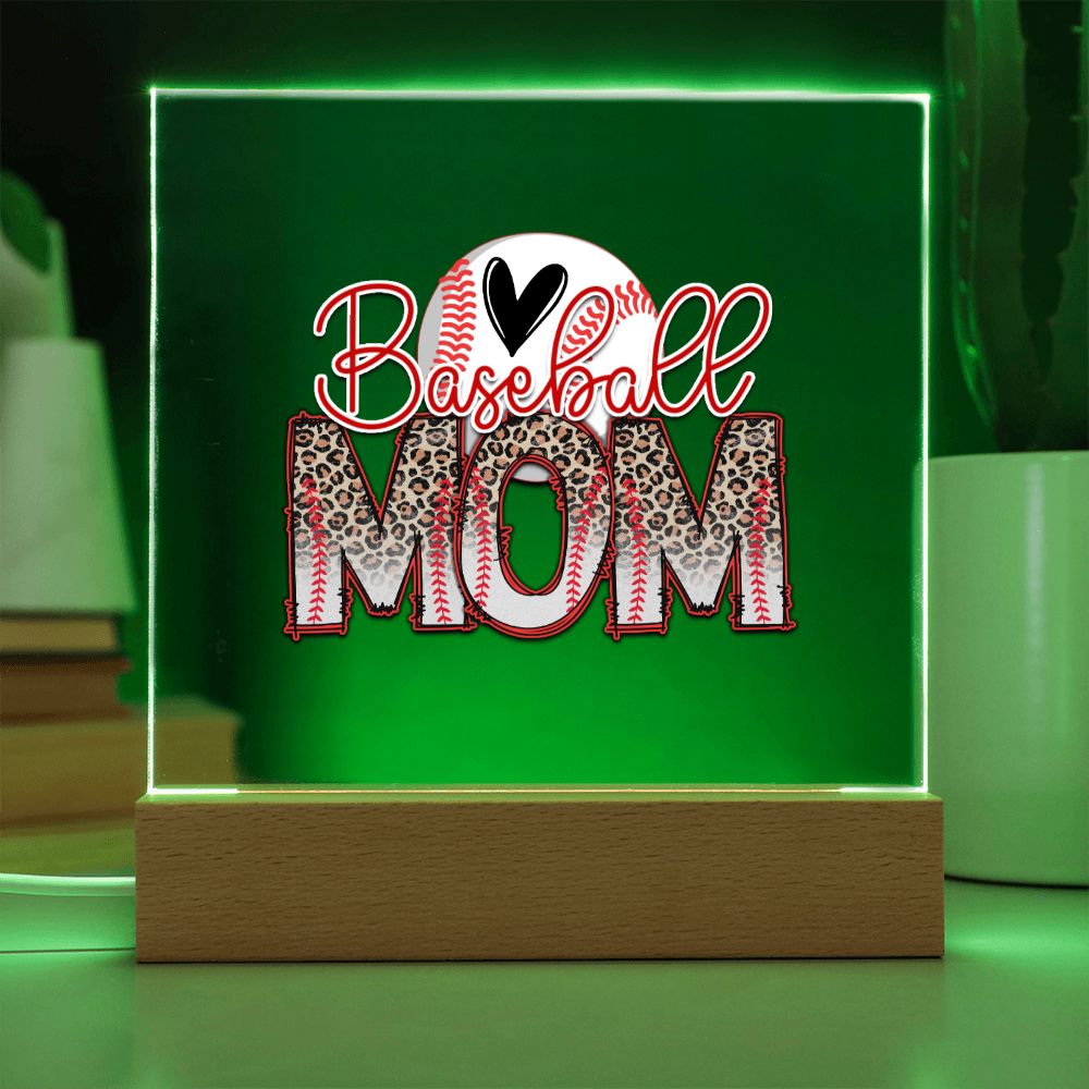 Baseball Mom v2 - Square Acrylic Plaque