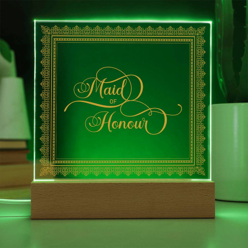 Maid of Honour (Gold) - Square Acrylic Plaque