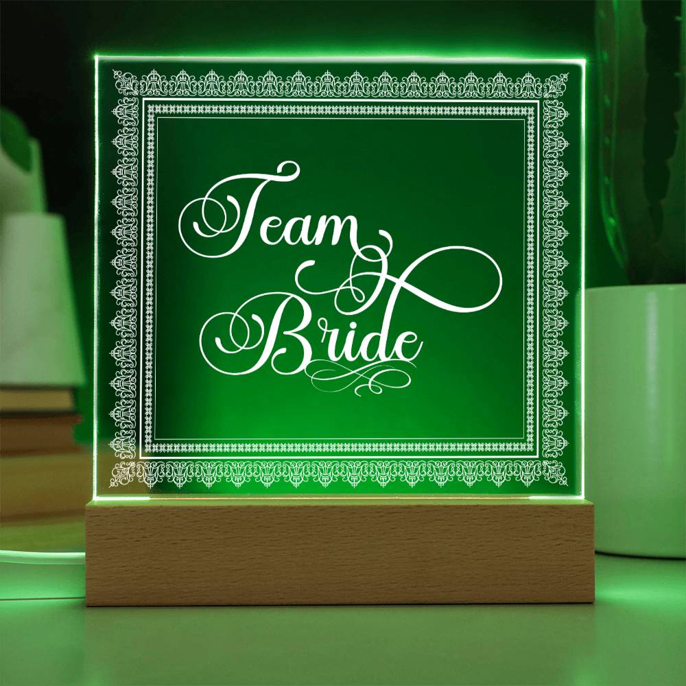 Team Bride (White) - Square Acrylic Plaque