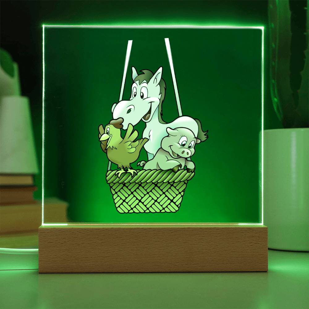 Farm's Animals - LED Night Light Square Acrylic Plaque
