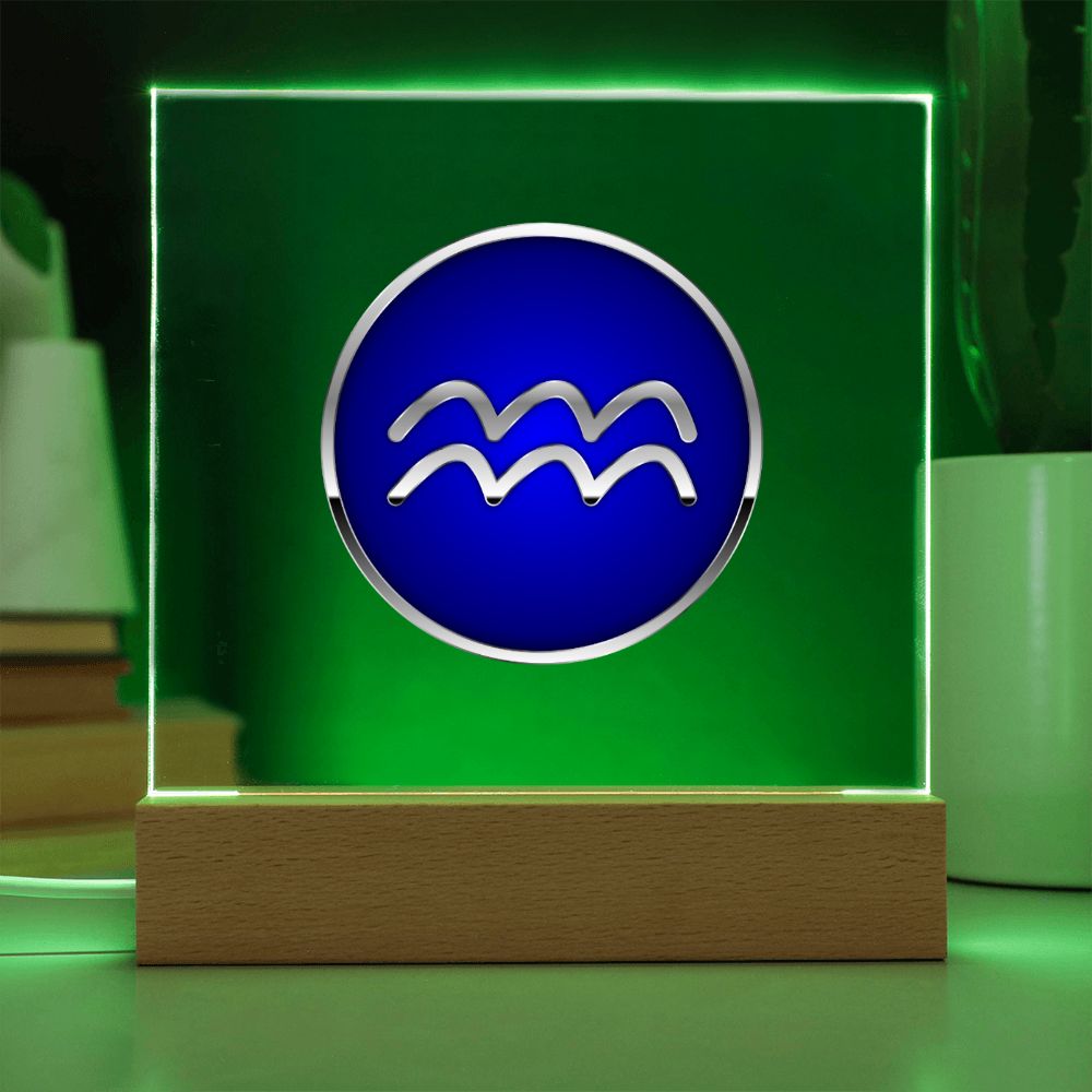 Zodiac Sign Aquarius v2 - Square Acrylic Plaque