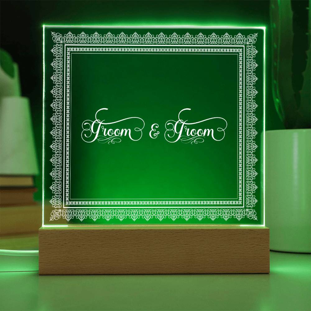 Groom & Groom (White) - Square Acrylic Plaque