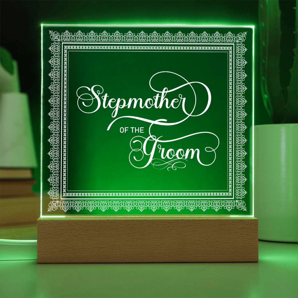 Stepmother of the Groom (White) - Square Acrylic Plaque