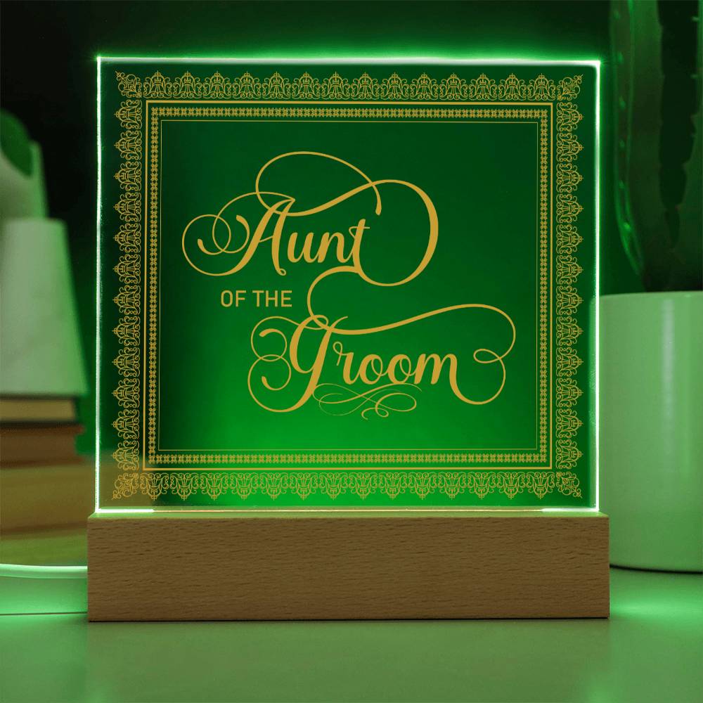 Aunt of the Groom (Gold) - Square Acrylic Plaque
