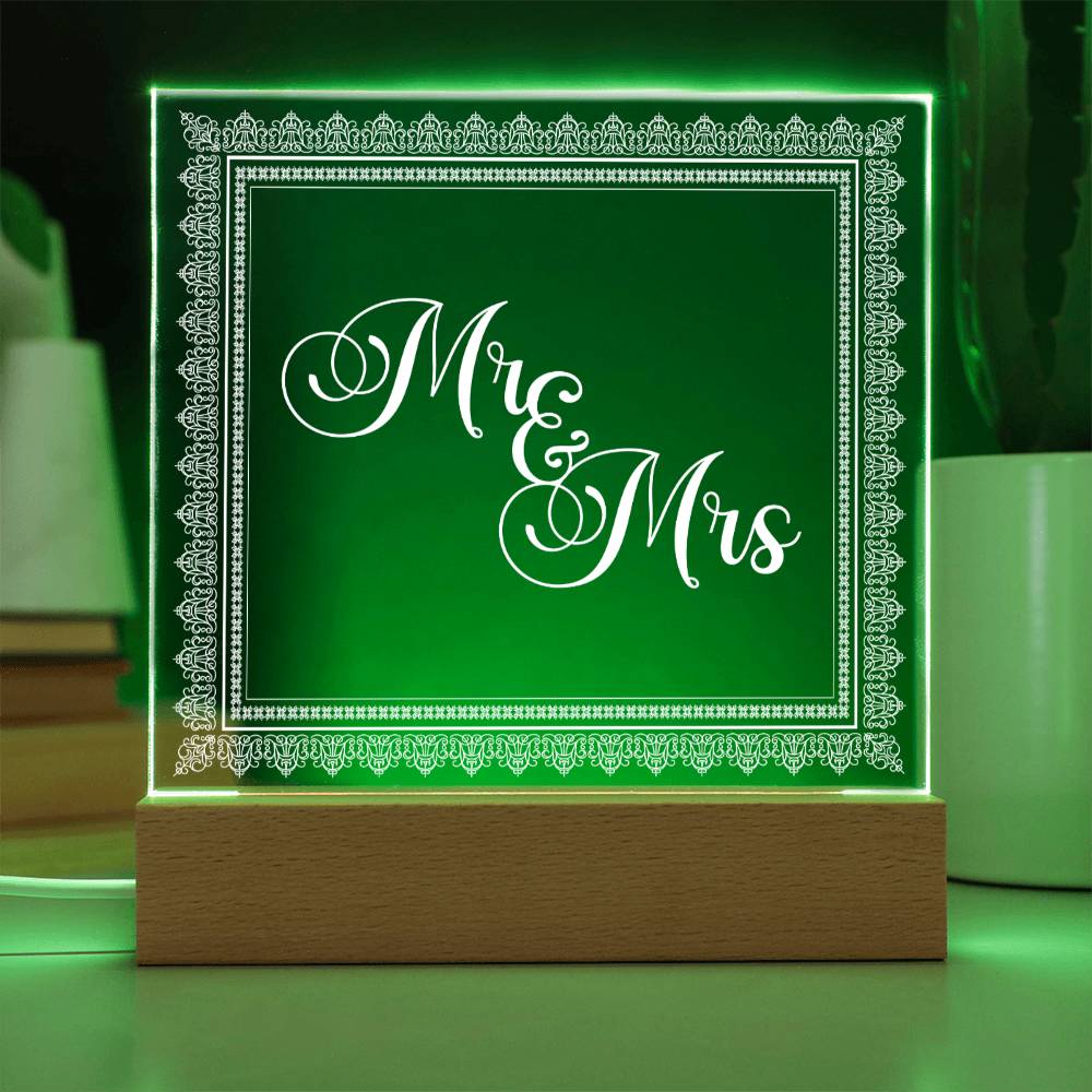 Mr & Mrs (White) - Square Acrylic Plaque