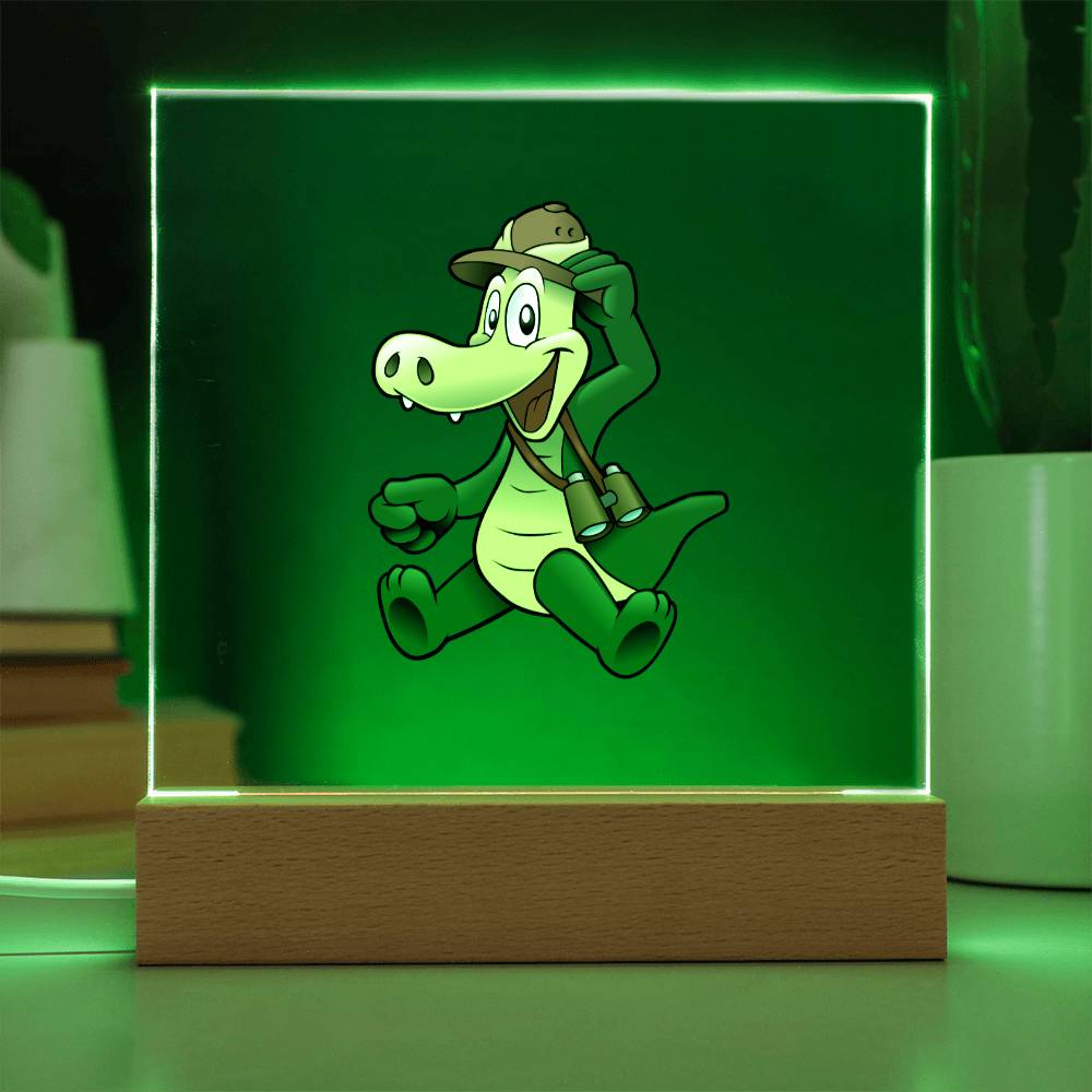 Crocodile - LED Night Light Square Acrylic Plaque