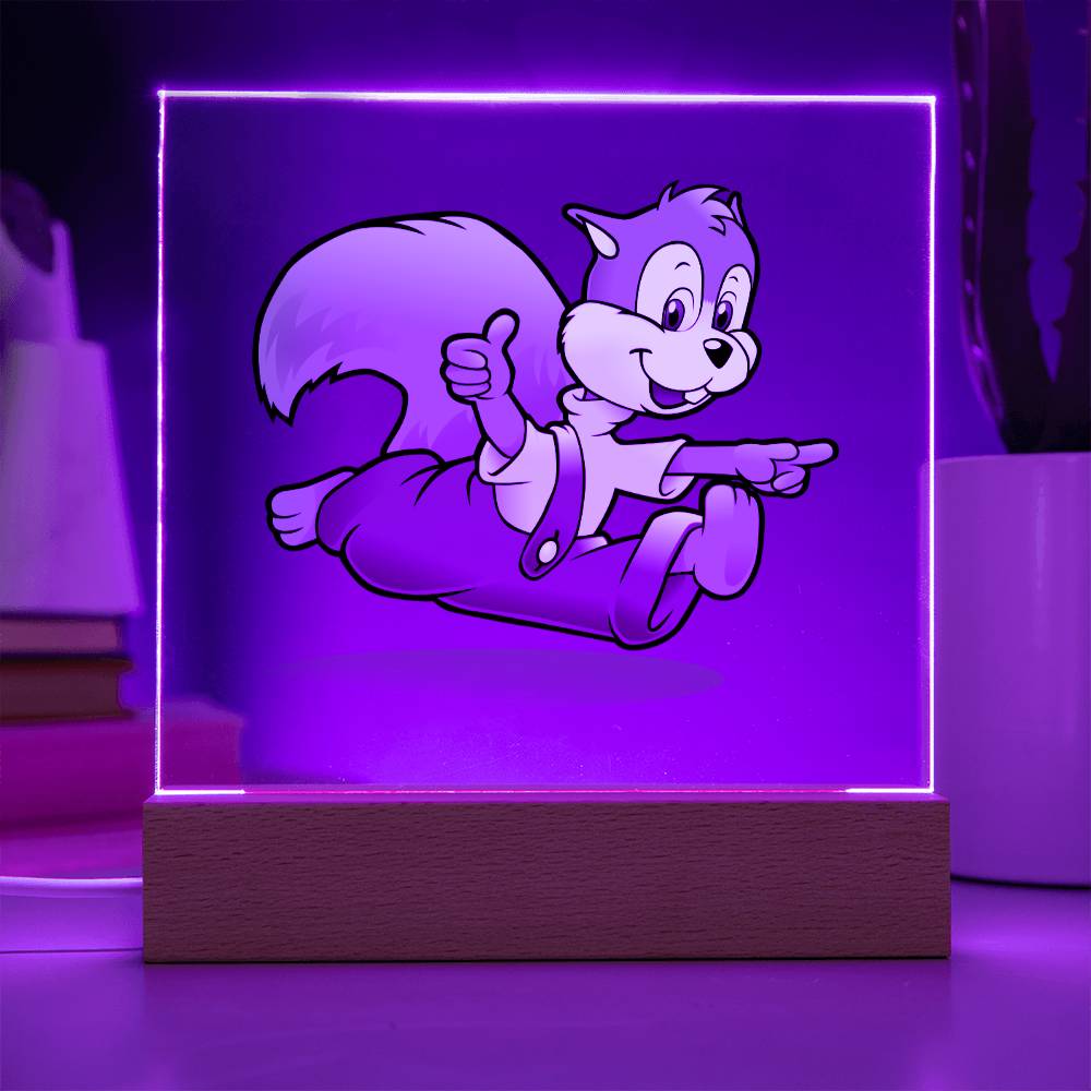 Squirrel - LED Night Light Square Acrylic Plaque