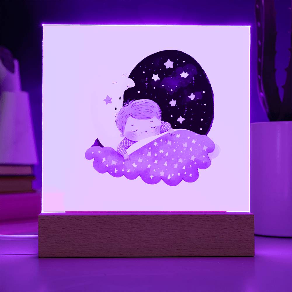 Sweet Dreams Baby Boy (Watercolor) 06 - LED Night Light Square Acrylic Plaque