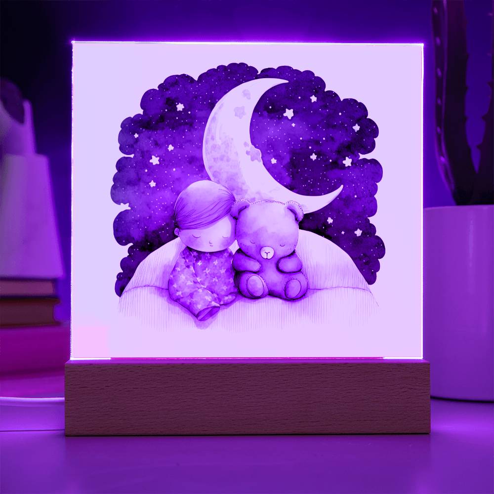 Sweet Dreams Baby Boy (Watercolor) 02 - LED Night Light Square Acrylic Plaque
