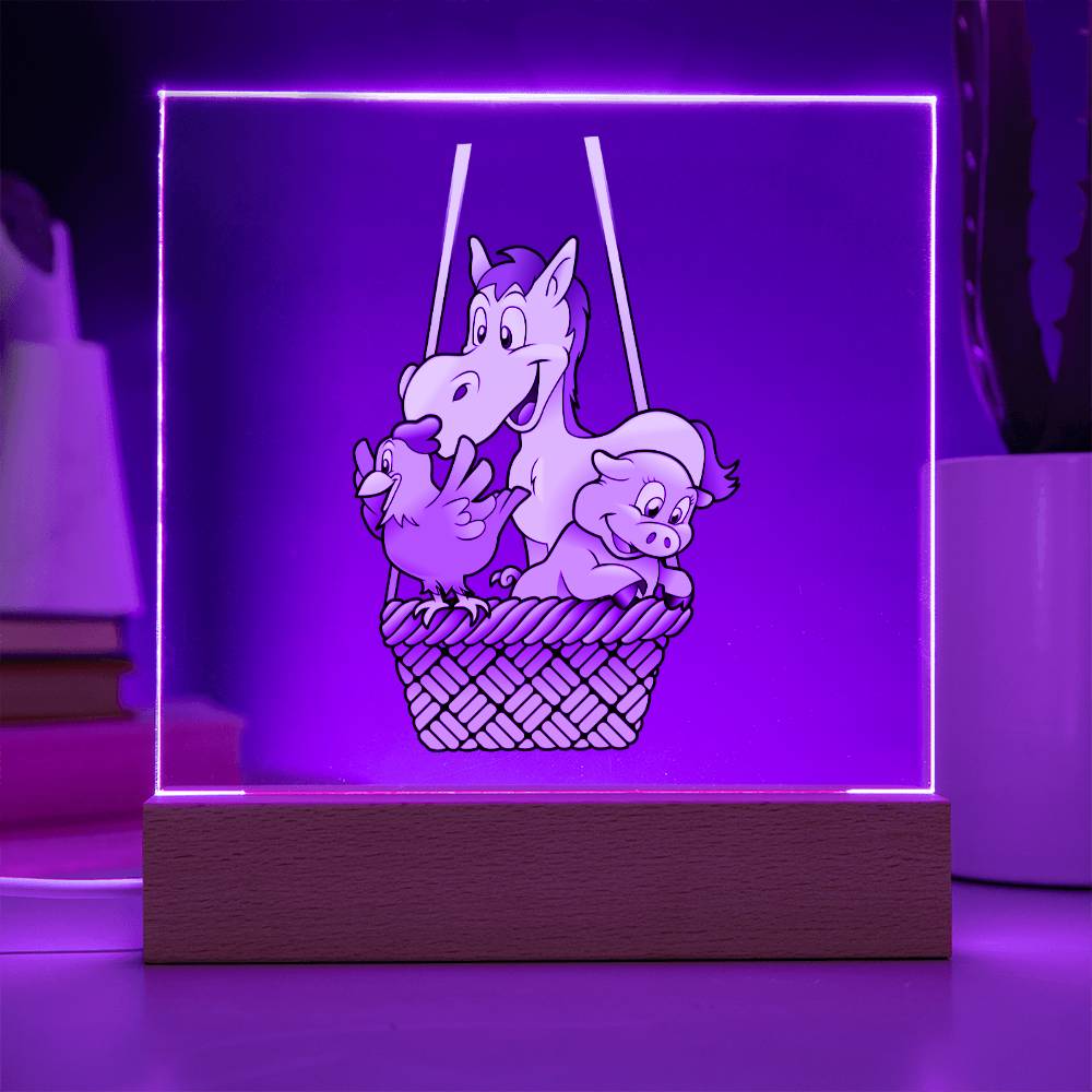 Farm's Animals - LED Night Light Square Acrylic Plaque