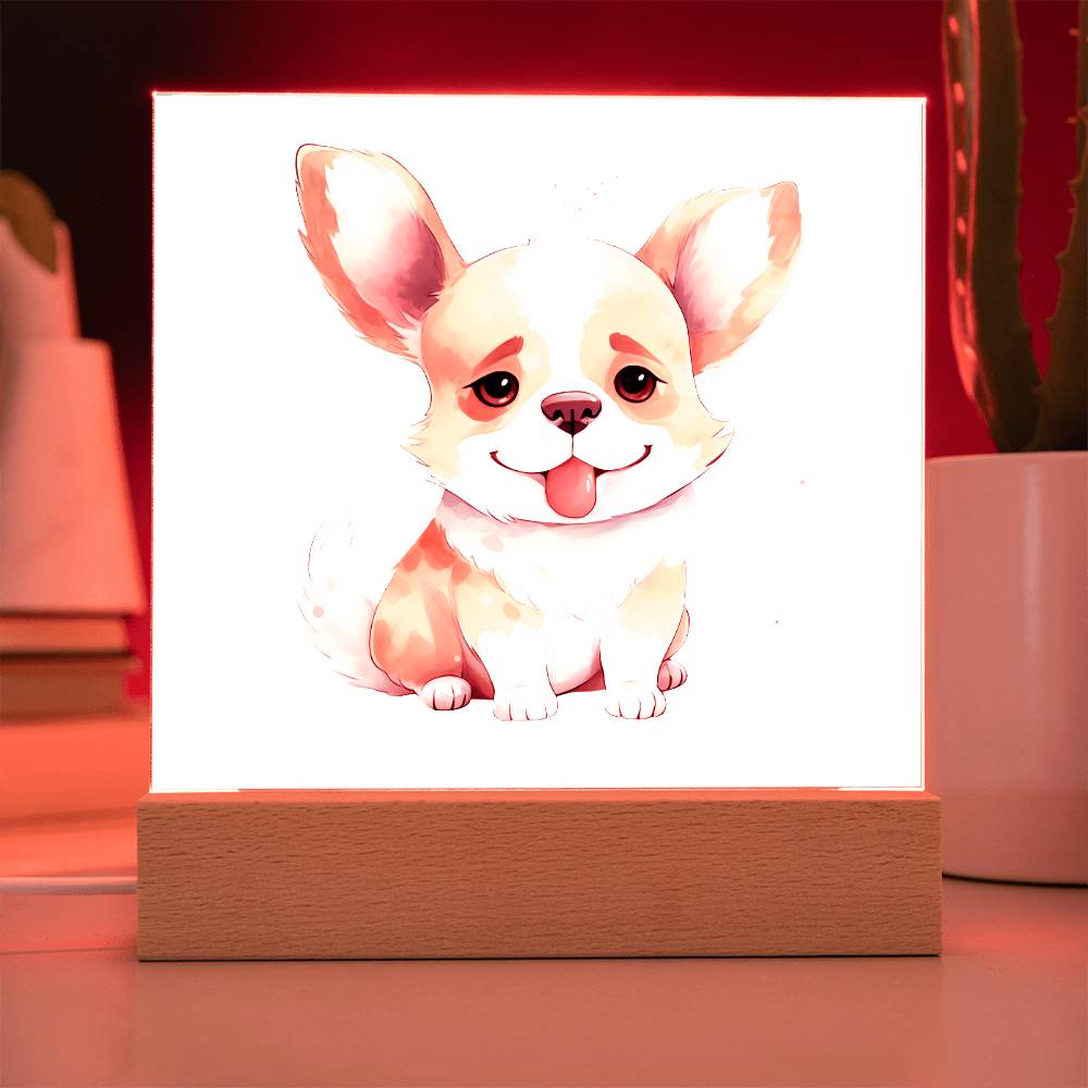 Corgi (Watercolor) 02 - Square Acrylic Plaque