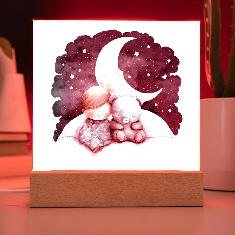 Sweet Dreams Baby Boy (Watercolor) 02 - LED Night Light Square Acrylic Plaque