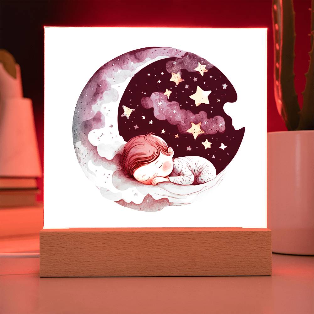 Sweet Dreams Baby Boy (Watercolor) 07 - LED Night Light Square Acrylic Plaque