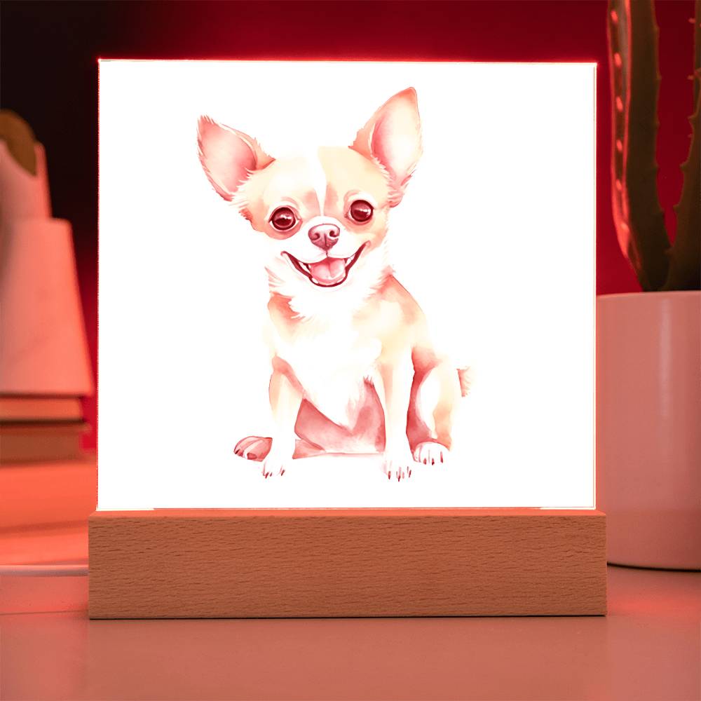 Chihuahua (Watercolor) 05 - Square Acrylic Plaque