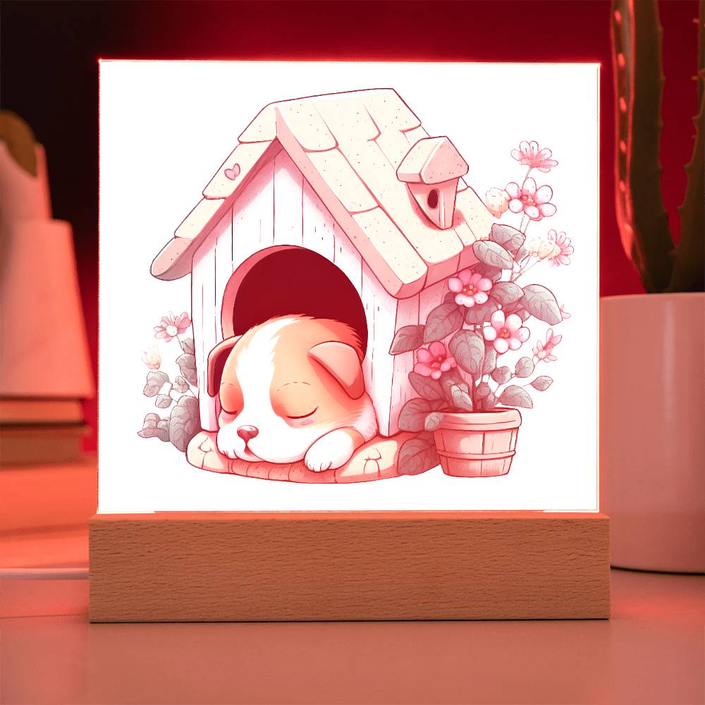 Dog Sleeping (Watercolor) 09 - Square Acrylic Plaque