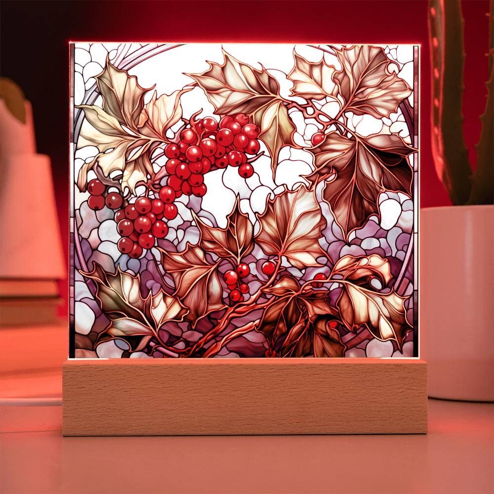 Christmas Stained Glass Design 032 - Square Acrylic Plaque