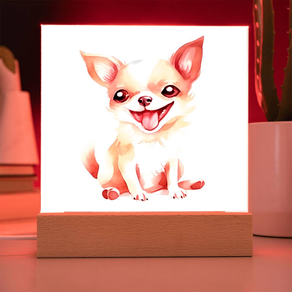Chihuahua (Watercolor) 02 - Square Acrylic Plaque