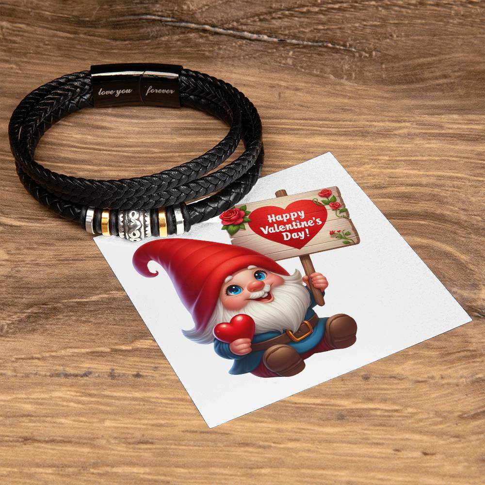 Happy Valentine's Day Gnomes 002 - Men's "Love You Forever" Bracelet