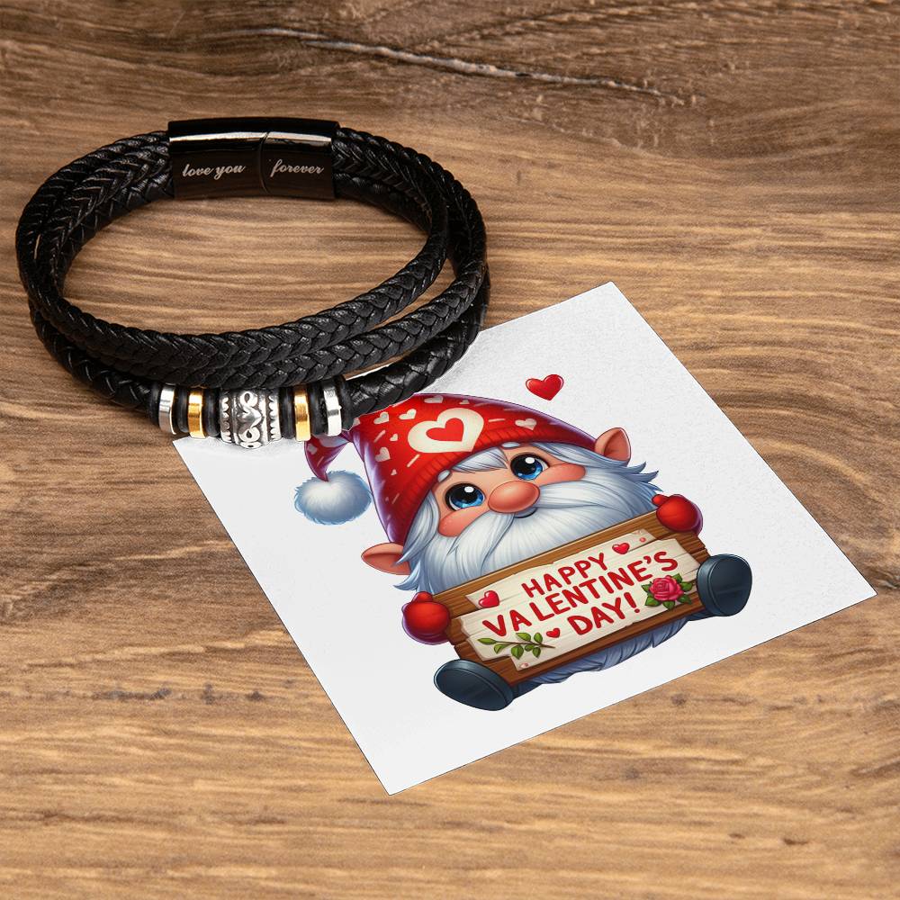 Happy Valentine's Day Gnomes 012 - Men's "Love You Forever" Bracelet