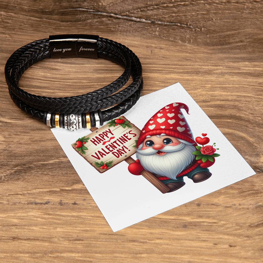 Happy Valentine's Day Gnomes 010 - Men's "Love You Forever" Bracelet