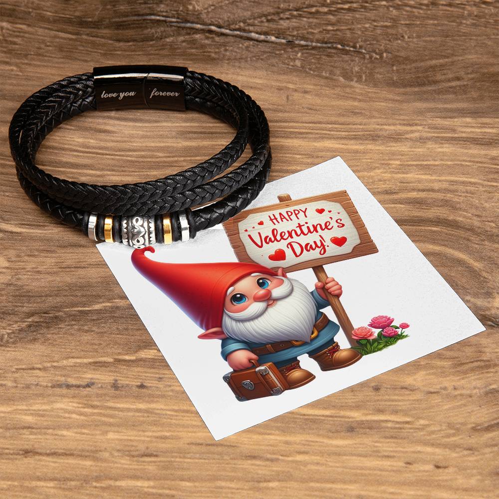 Happy Valentine's Day Gnomes 015 - Men's "Love You Forever" Bracelet
