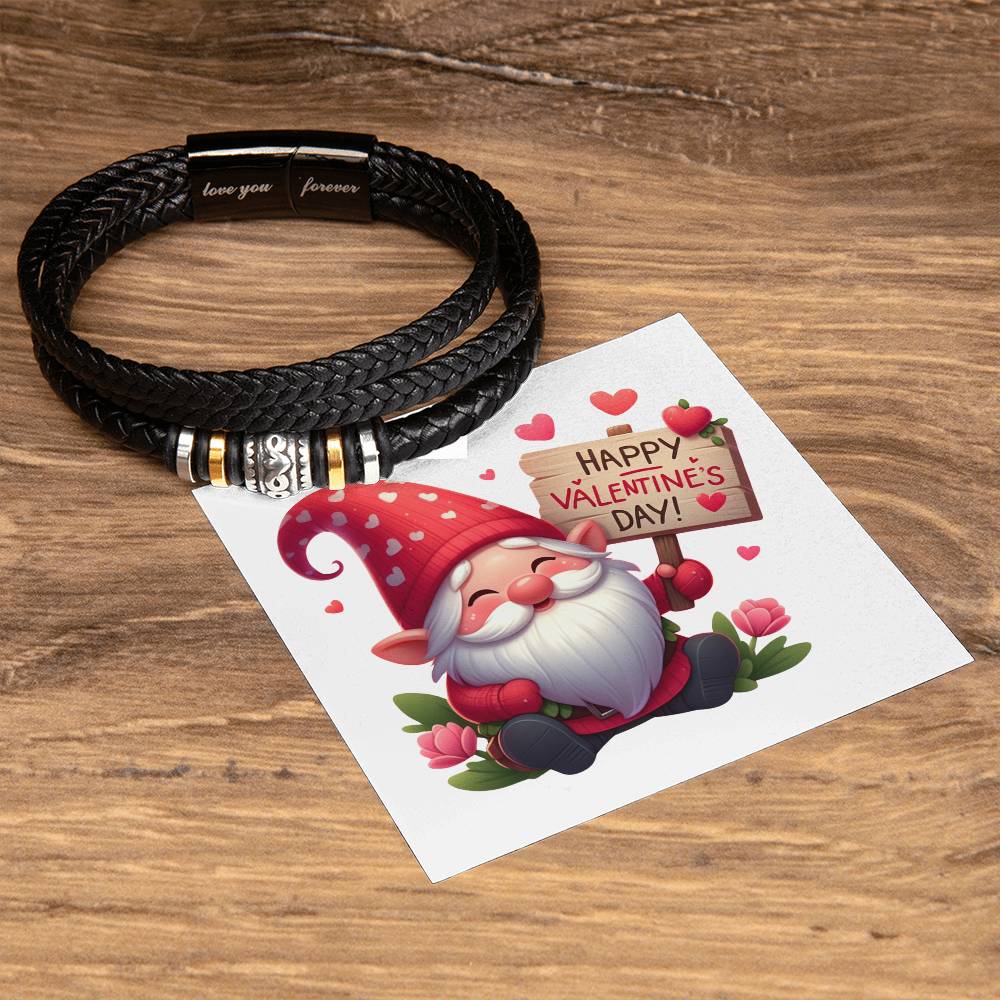 Happy Valentine's Day Gnomes 026 - Men's "Love You Forever" Bracelet