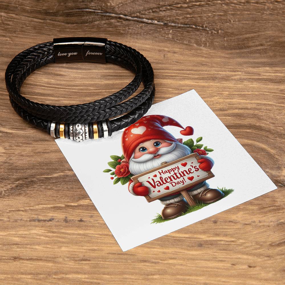 Happy Valentine's Day Gnomes 024 - Men's "Love You Forever" Bracelet