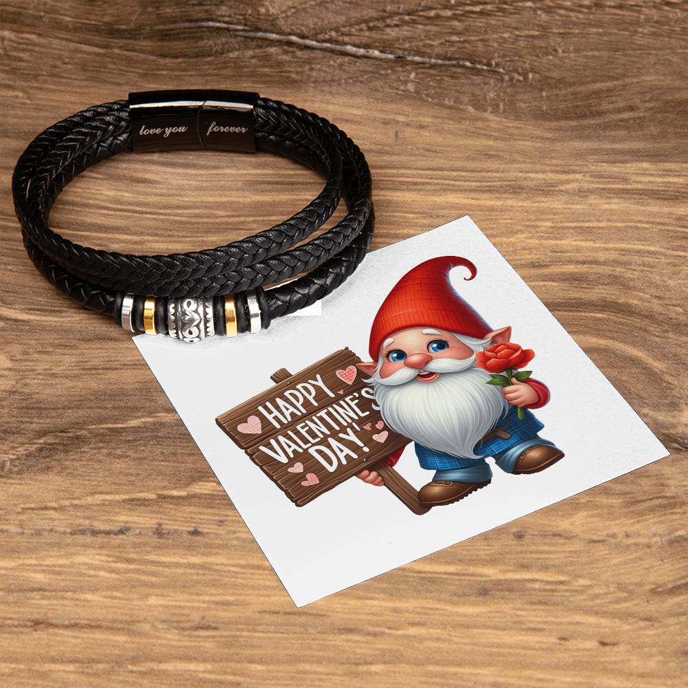 Happy Valentine's Day Gnomes 022 - Men's "Love You Forever" Bracelet