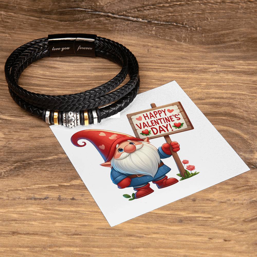 Happy Valentine's Day Gnomes 013 - Men's "Love You Forever" Bracelet