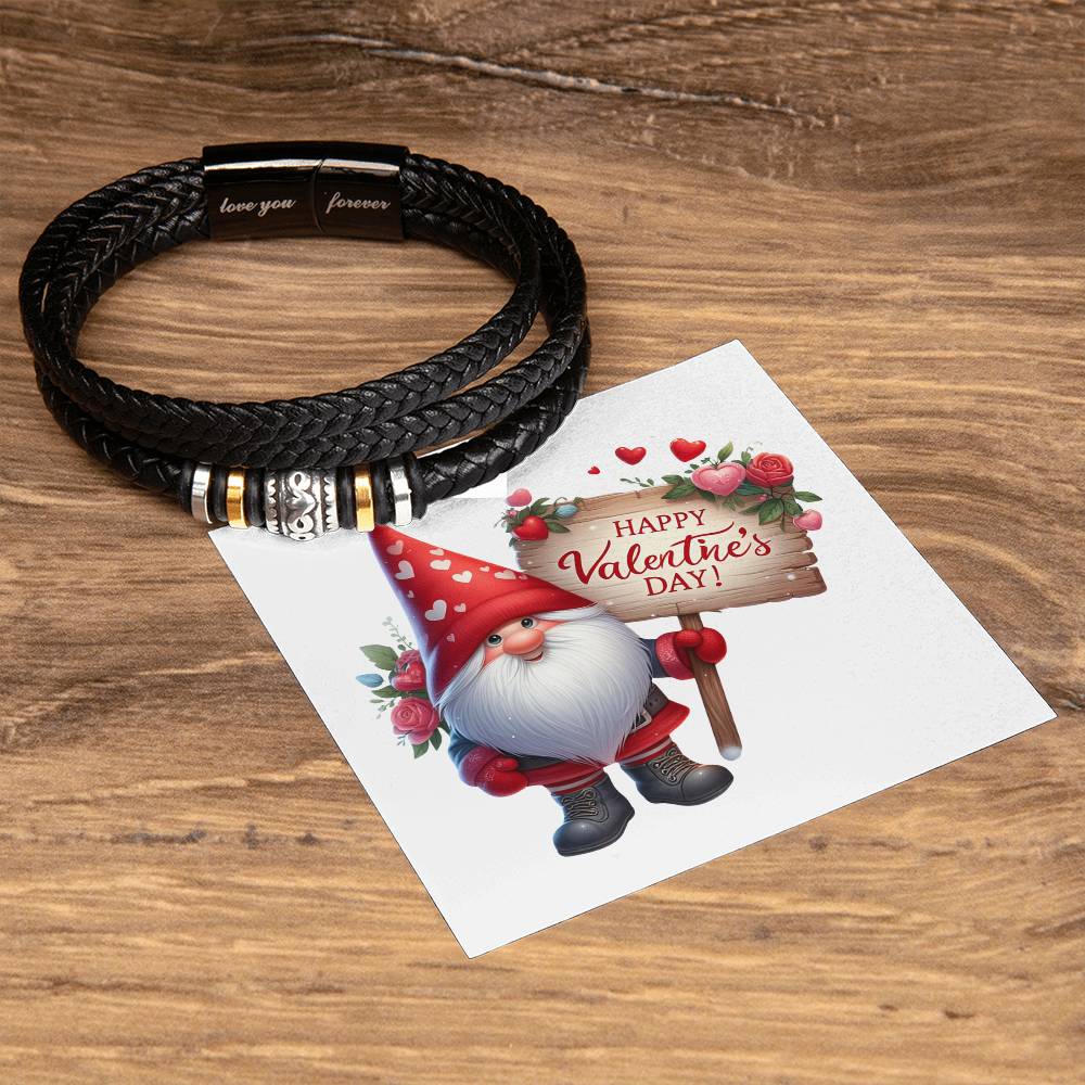 Happy Valentine's Day Gnomes 019 - Men's "Love You Forever" Bracelet