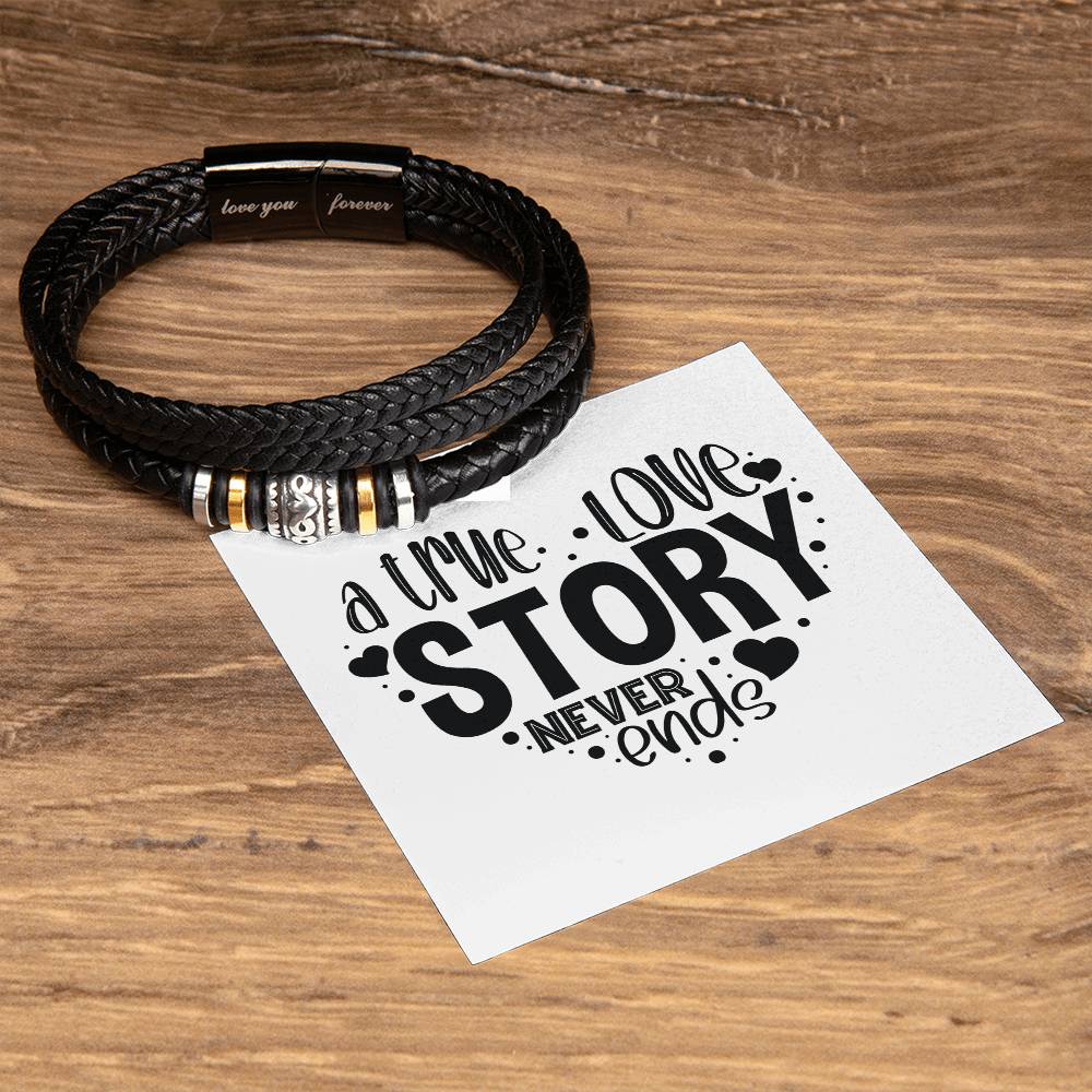 A True Love Story Never Ends v2 - Men's "Love You Forever" Bracelet