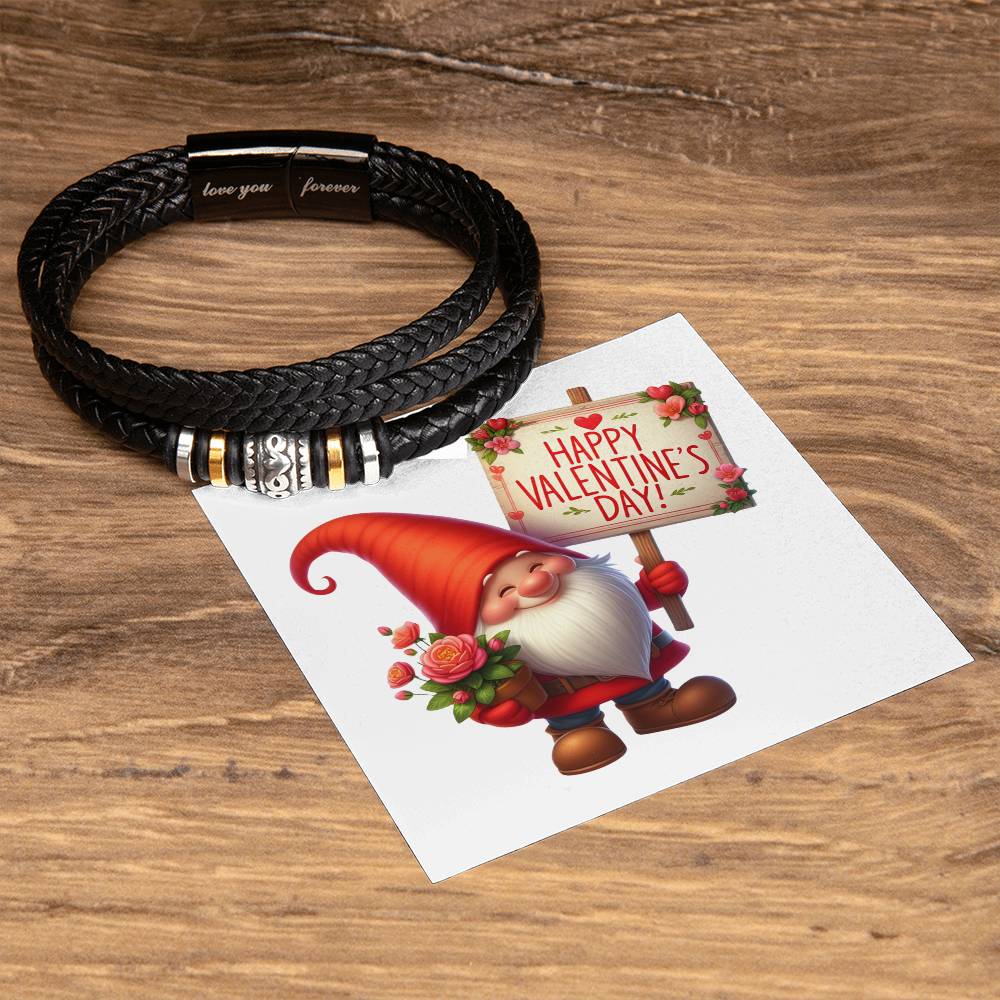 Happy Valentine's Day Gnomes 001 - Men's "Love You Forever" Bracelet