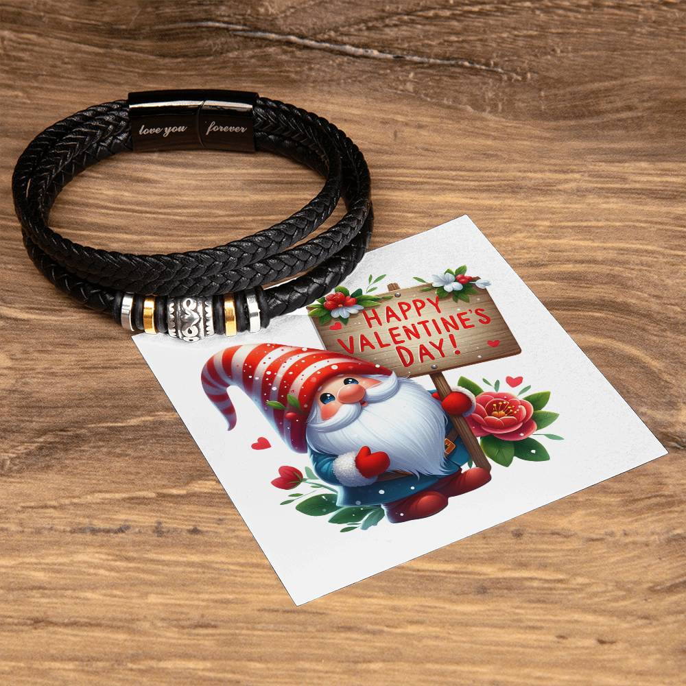 Happy Valentine's Day Gnomes 011 - Men's "Love You Forever" Bracelet