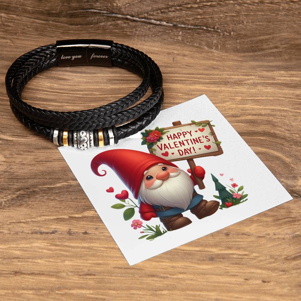 Happy Valentine's Day Gnomes 016 - Men's "Love You Forever" Bracelet