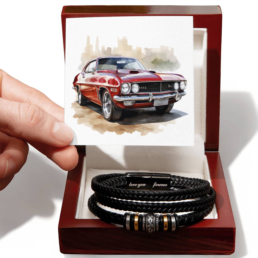 Muscle Car 06 - Men's "Love You Forever" Bracelet With Mahogany Style Luxury Box