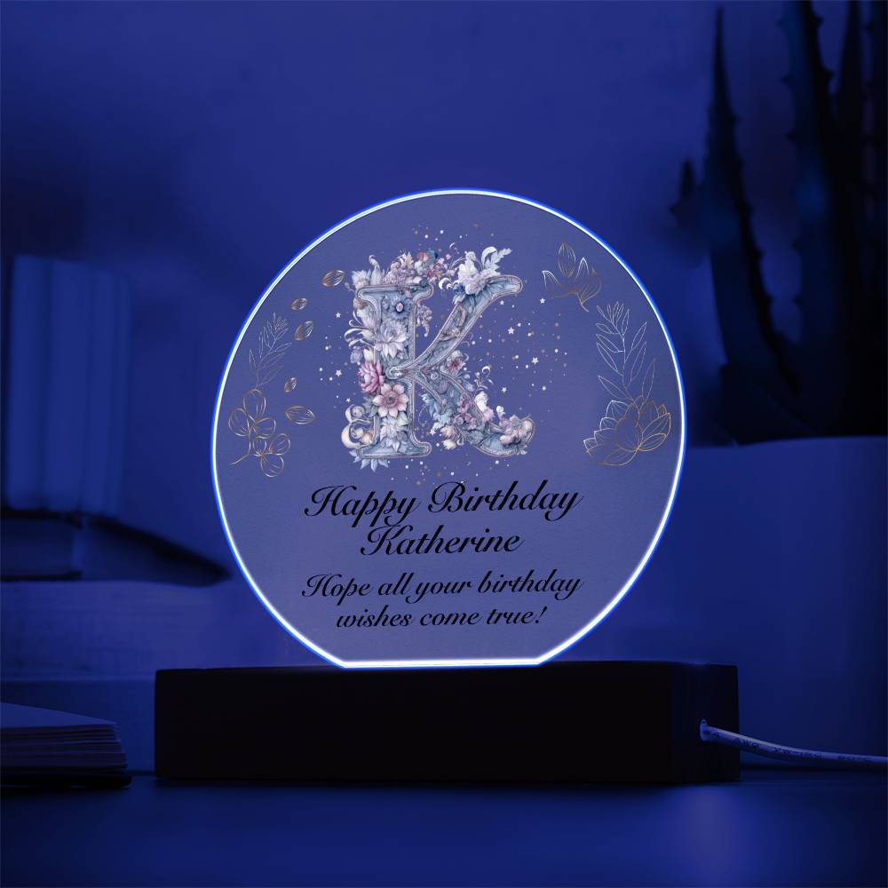 Happy Birthday Katherine v01 - Circle Acrylic Plaque